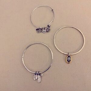 Brighton and Alex & Ani Silver Bangle Bracelets Cross, Cupcake, Friends Forever